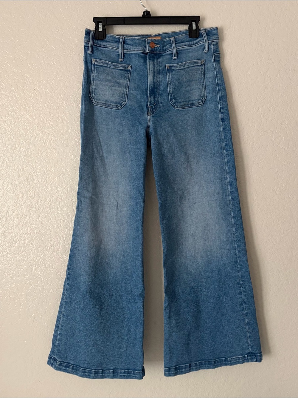 MOTHER Lil' Hustler Roller Patch Pocket Sneak Petite Wide Leg Jeans